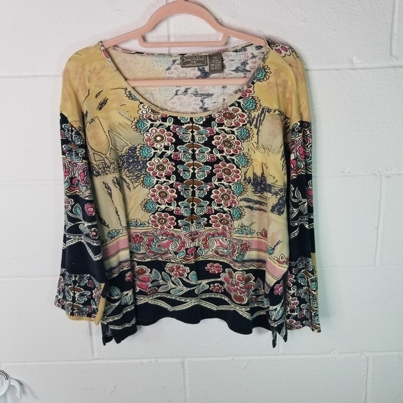 Vtg 90s y2k floral mixed print embellished shirt - Picture 5 of 9